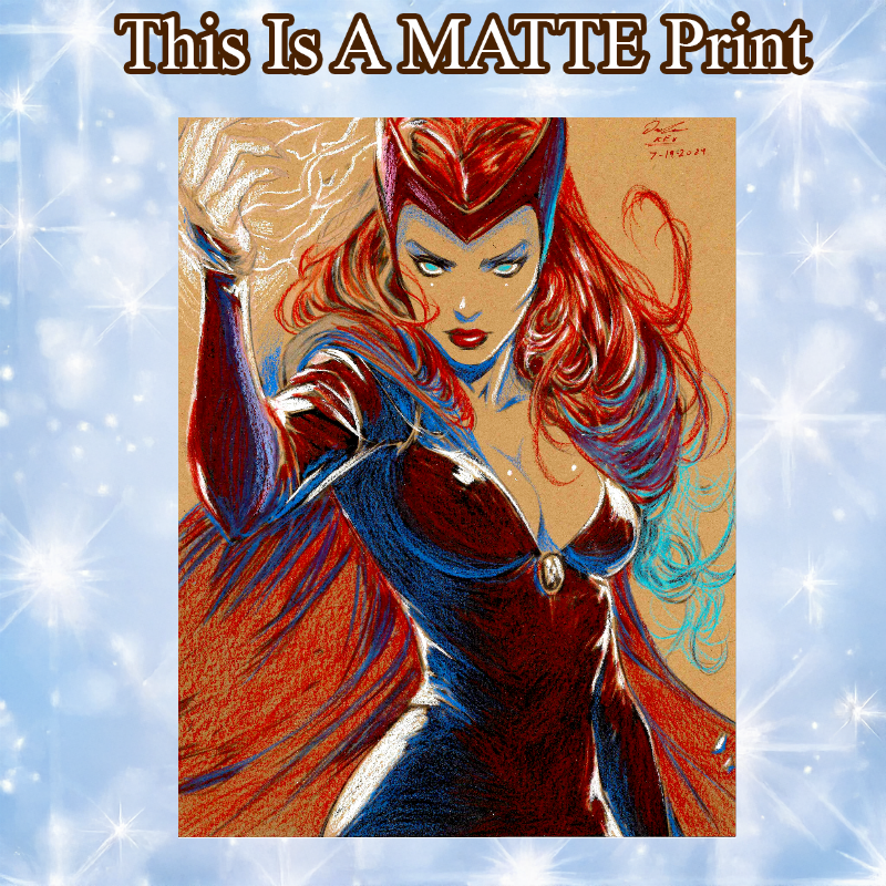 Scarlet Witch Art Illustration Hard Signed 8.5x11in Fine Art PRINT