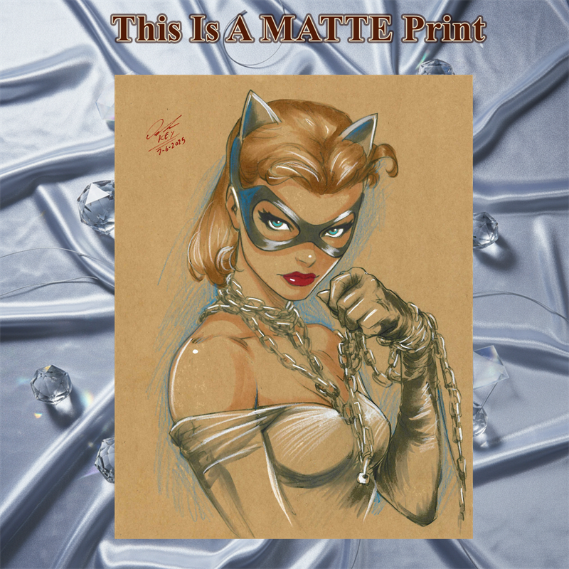 Catwoman Art Illustration Hard Signed 8.5x11in Fine Art PRINT