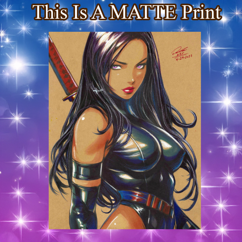 Psylocke Art Illustration Hard Signed 8.5x11in Fine Art PRINT