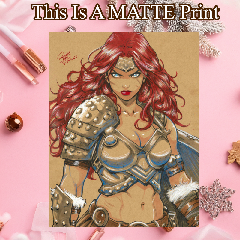Red Sonja Art Illustration Hard Signed 8.5x11in Fine Art PRINT