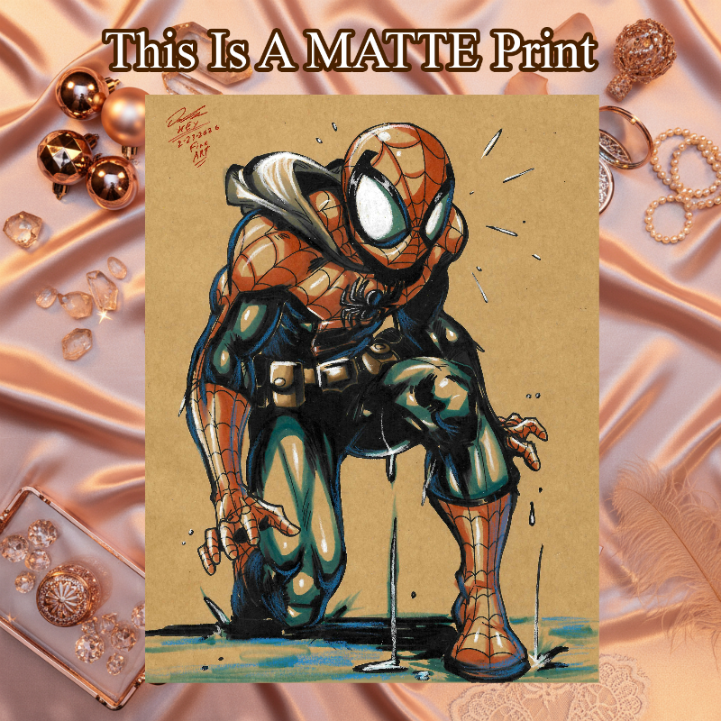 Spider-Man Art Illustration Hard Signed 8.5x11in Fine Art PRINT
