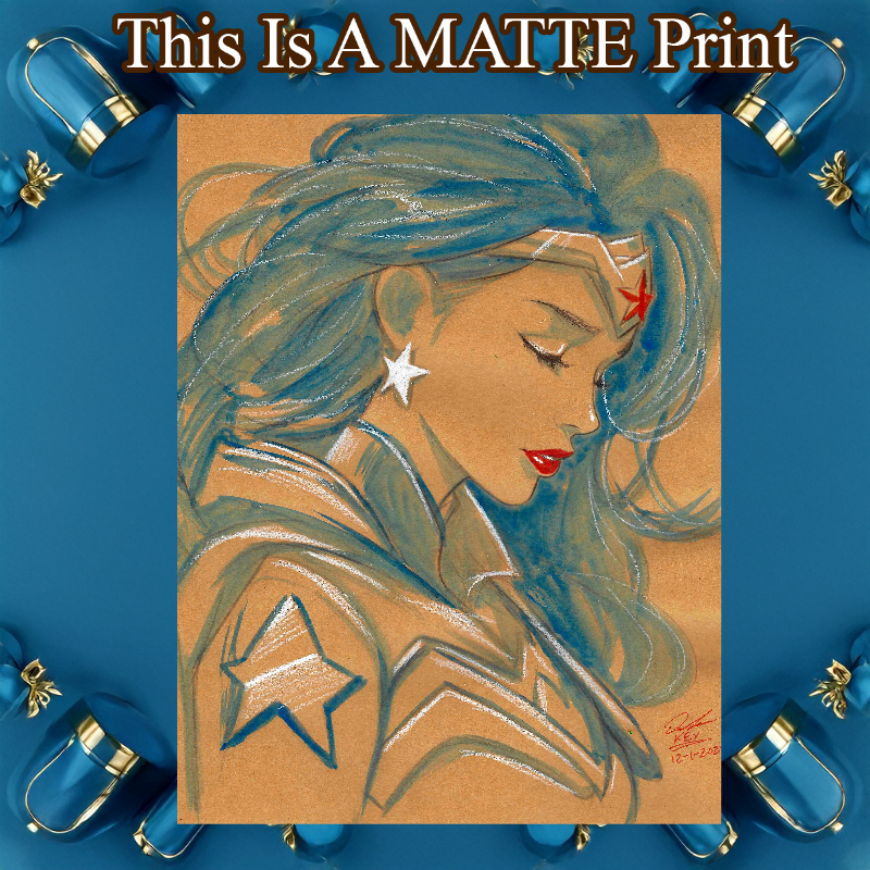 Wonder Woman Art Illustration Hard Signed 8.5x11in Fine Art PRINT