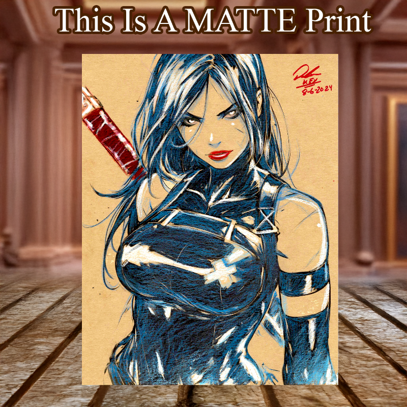 Psylocke Art Illustration Hard Signed 8.5x11in Fine Art PRINT