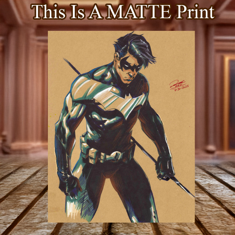 Nightwing Art Illustration Hard Signed 8.5x11in Fine Art PRINT
