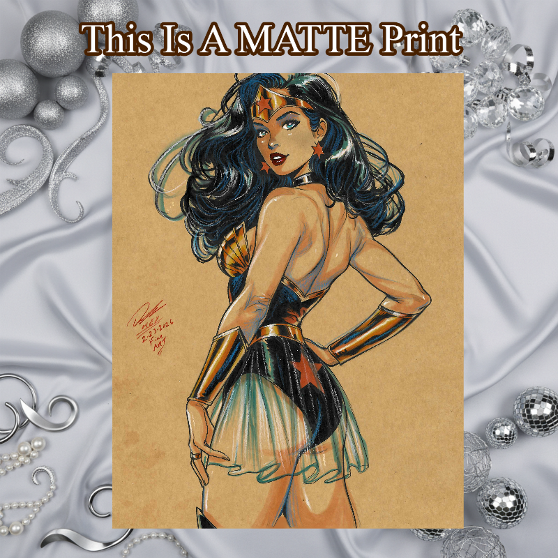 Wonder Woman Art Illustration Hard Signed 8.5x11in Fine Art PRINT