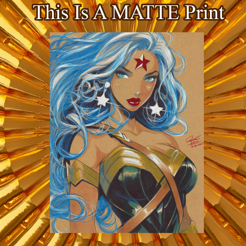 Wonder Woman Art Illustration Hard Signed 8.5x11in Fine Art PRINT