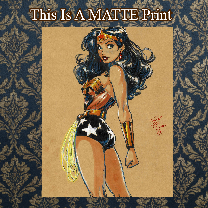Wonder Woman Art Illustration Hard Signed 8.5x11in Fine Art PRINT
