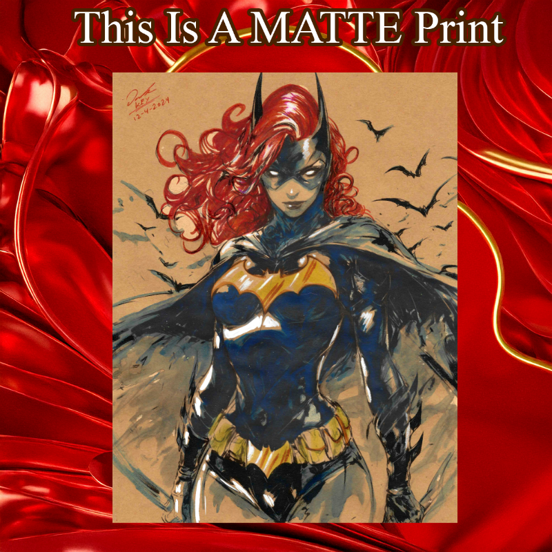 Batgirl Art Illustration Hard Signed 8.5x11in Fine Art PRINT