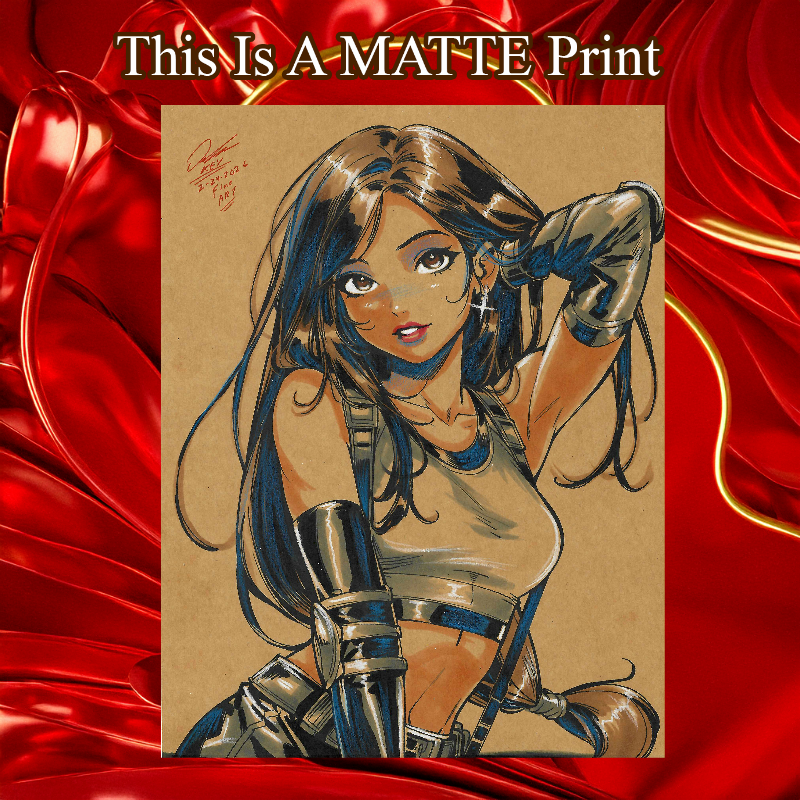 Tifa Lockhart Art Illustration Hard Signed 8.5x11in Fine Art PRINT