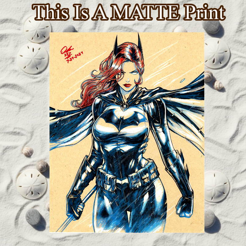 Batgirl Art Illustration Hard Signed 8.5x11in Fine Art PRINT