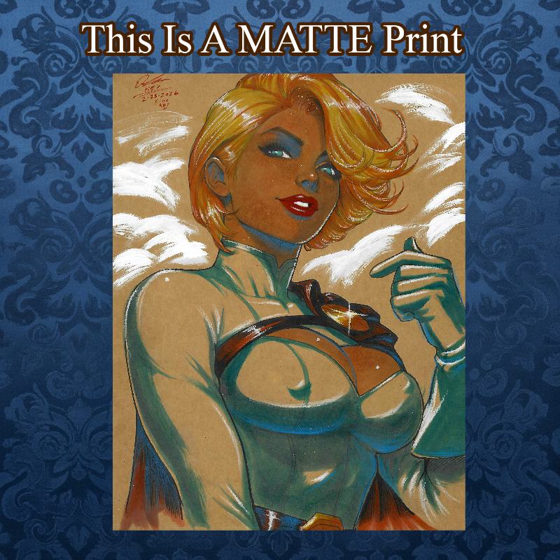 Power Girl Art Illustration Hard Signed 8.5x11in Fine Art PRINT