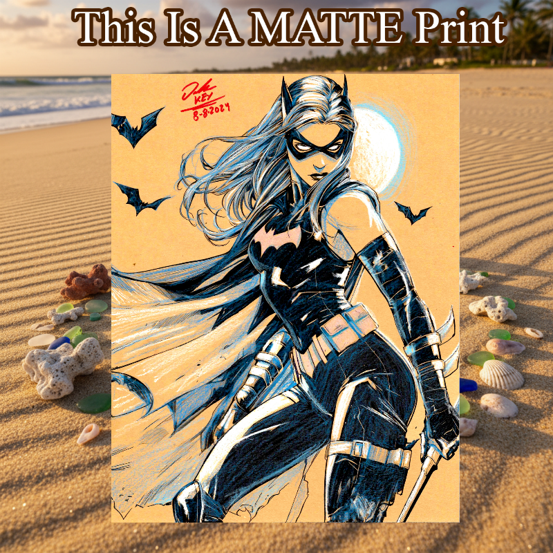 Batgirl Art Illustration Hard Signed 8.5x11in Fine Art PRINT