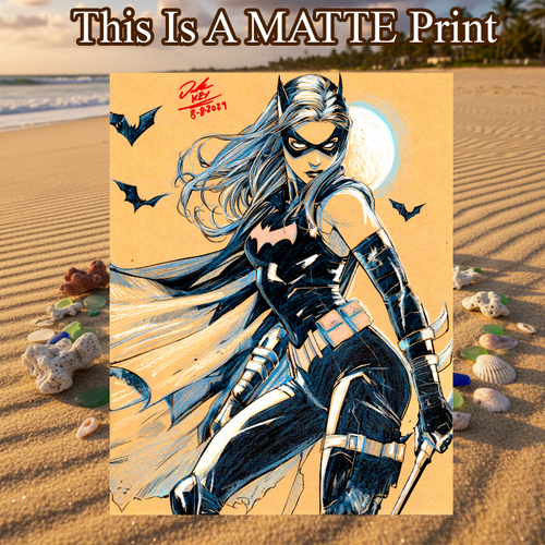Batgirl Art Illustration Hard Signed 8.5x11in Fine Art PRINT