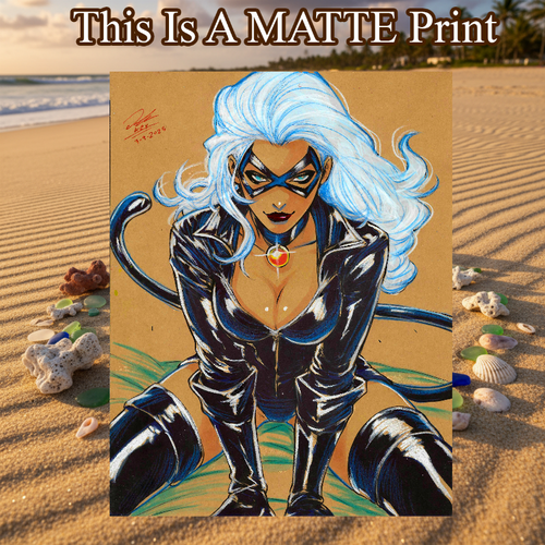 Black Cat Art Illustration Hard Signed 8.5x11in Fine Art PRINT