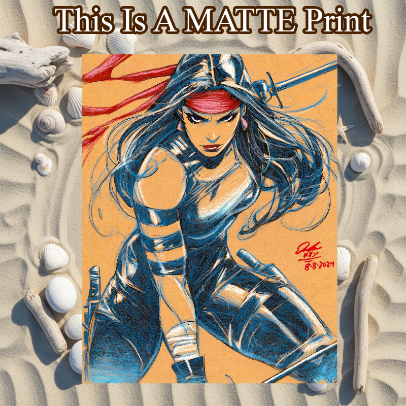 Elektra Art Illustration Hard Signed 8.5x11in Fine Art PRINT