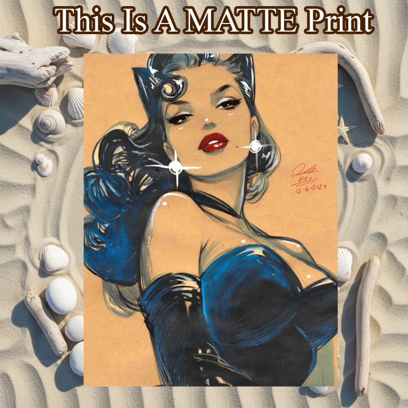 Catwoman Art Illustration Hard Signed 8.5x11in Fine Art PRINT