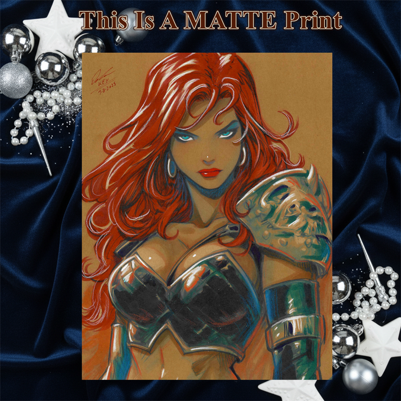 Red Sonja Art Illustration Hard Signed 8.5x11in Fine Art PRINT