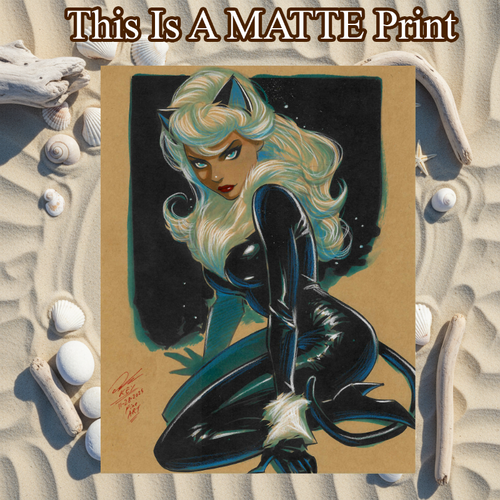 Black Cat Art Illustration Hard Signed 8.5x11in Fine Art PRINT