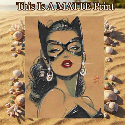 Catwoman Art Illustration Hard Signed 8.5x11in Fine Art PRINT