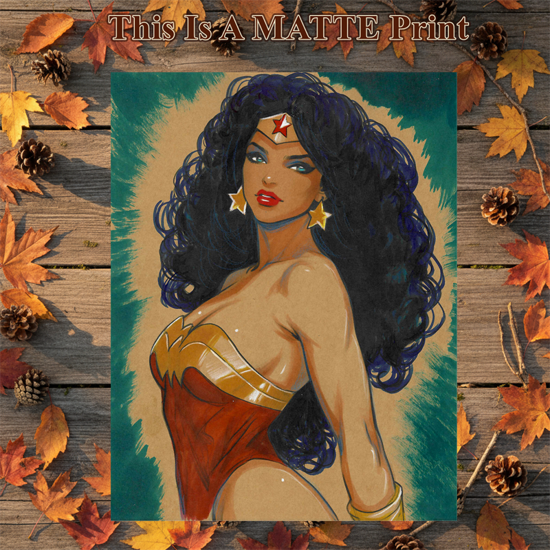 Wonder Woman Art Illustration Hard Signed 8.5x11in Fine Art PRINT