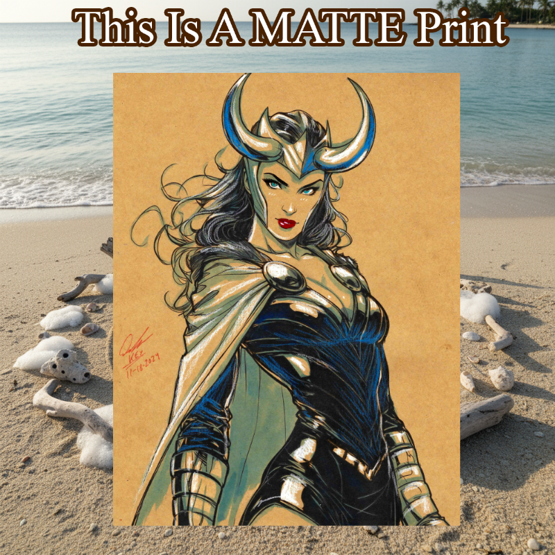 Female Loki Art Illustration Hard Signed 8.5x11in Fine Art PRINT
