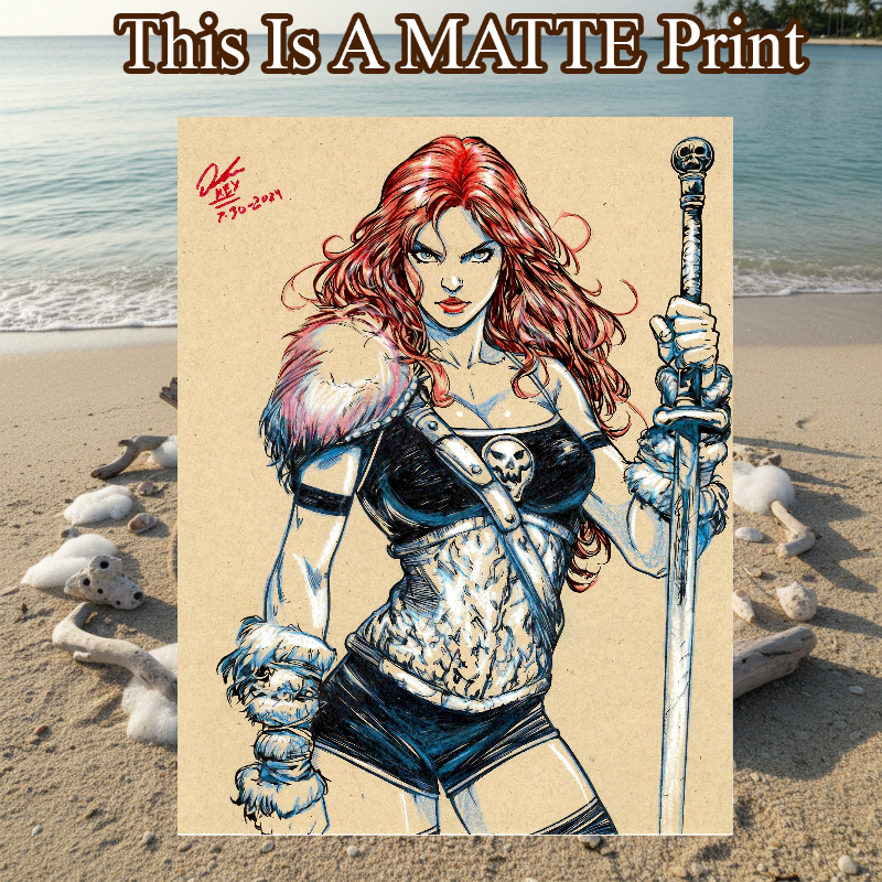 Red Sonja Art Illustration Hard Signed 8.5x11in Fine Art PRINT