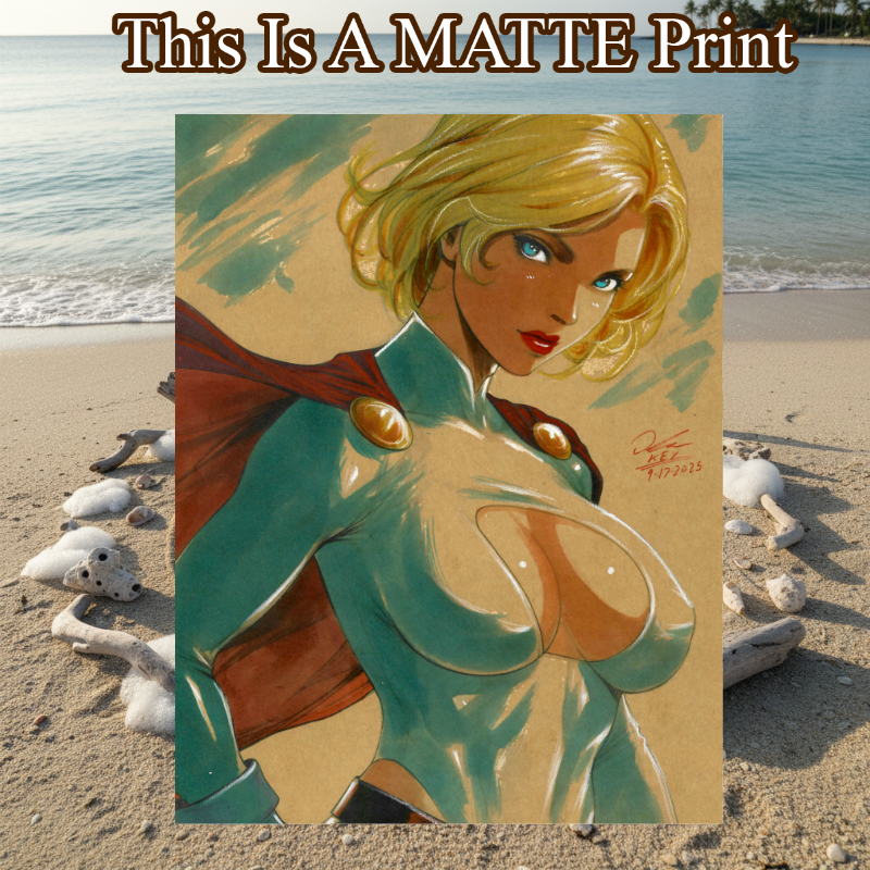 Power Girl Art Illustration Hard Signed 8.5x11in Fine Art PRINT