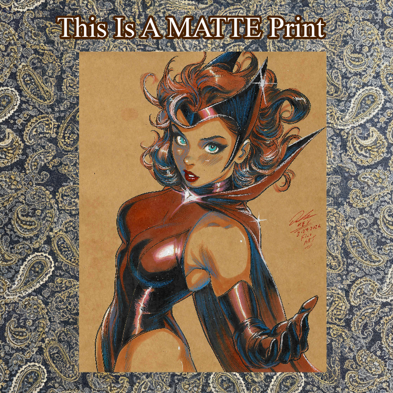 Scarlet Witch Art Illustration Hard Signed 8.5x11in Fine Art PRINT