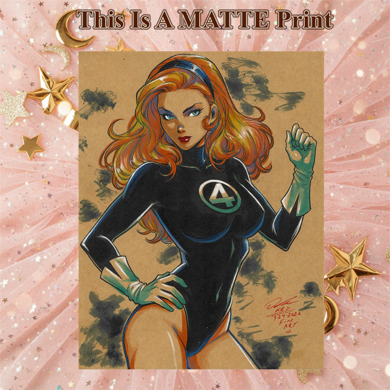 Sue Storm Art Illustration Hard Signed 8.5x11in Fine Art PRINT