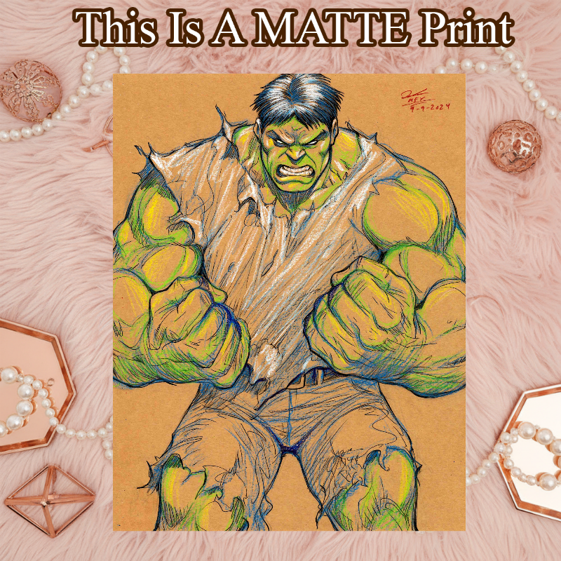 Hulk Art Illustration Hard Signed 8.5x11in Fine Art PRINT