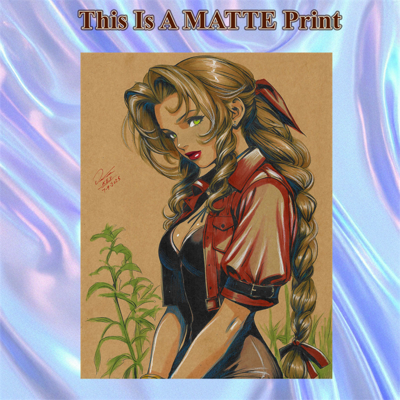 Aerith Gainsborough Art Illustration Hard Signed 8.5x11in Fine Art PRINT