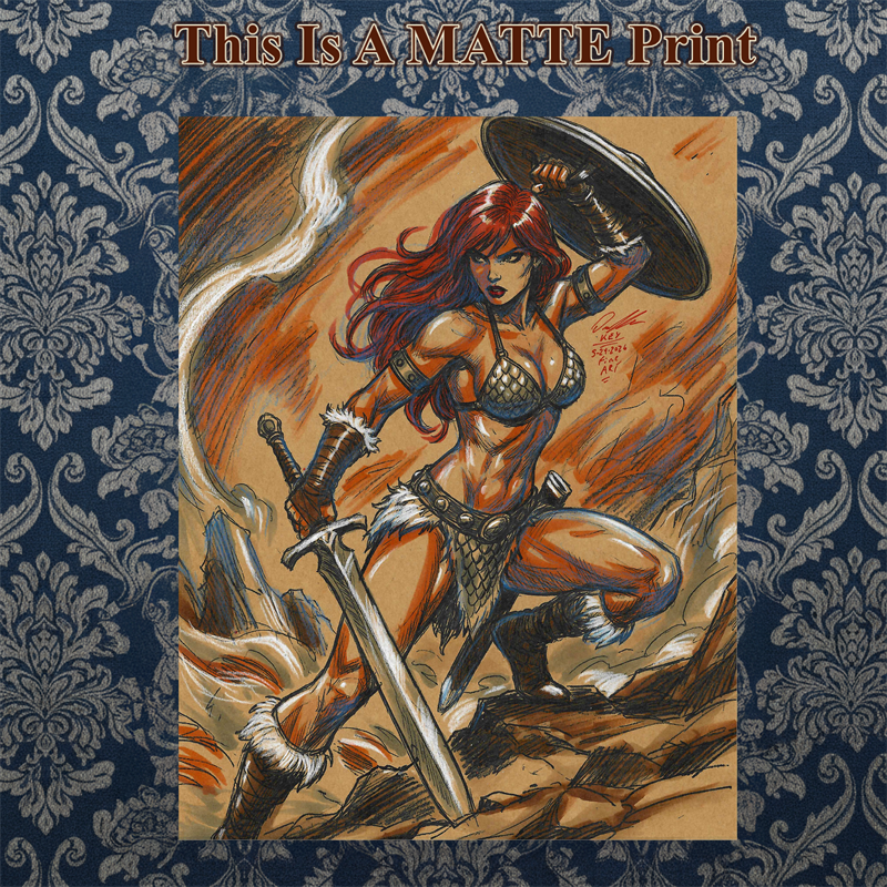 Red Sonja Art Illustration Hard Signed 8.5x11in Fine Art PRINT