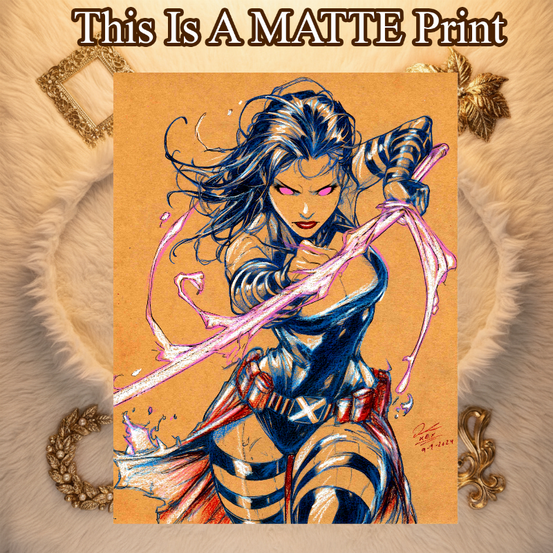 Psylocke Art Illustration Hard Signed 8.5x11in Fine Art PRINT