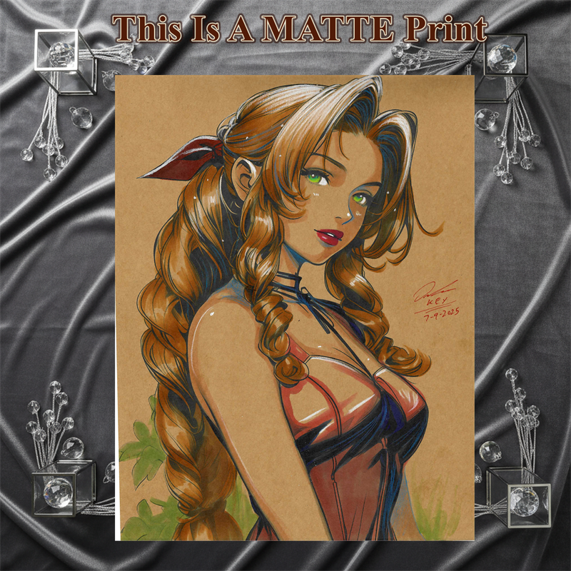 Aerith Gainsborough Art Illustration Hard Signed 8.5x11in Fine Art PRINT