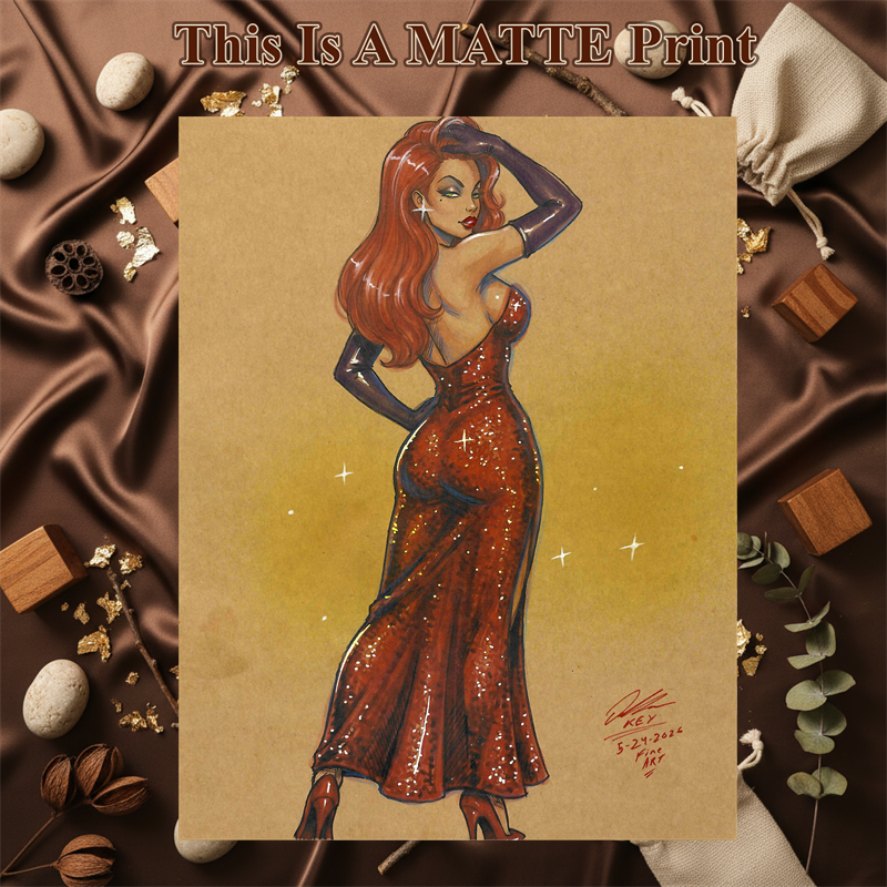 Jessica Rabbit Art Illustration Hard Signed 8.5x11in Fine Art PRINT