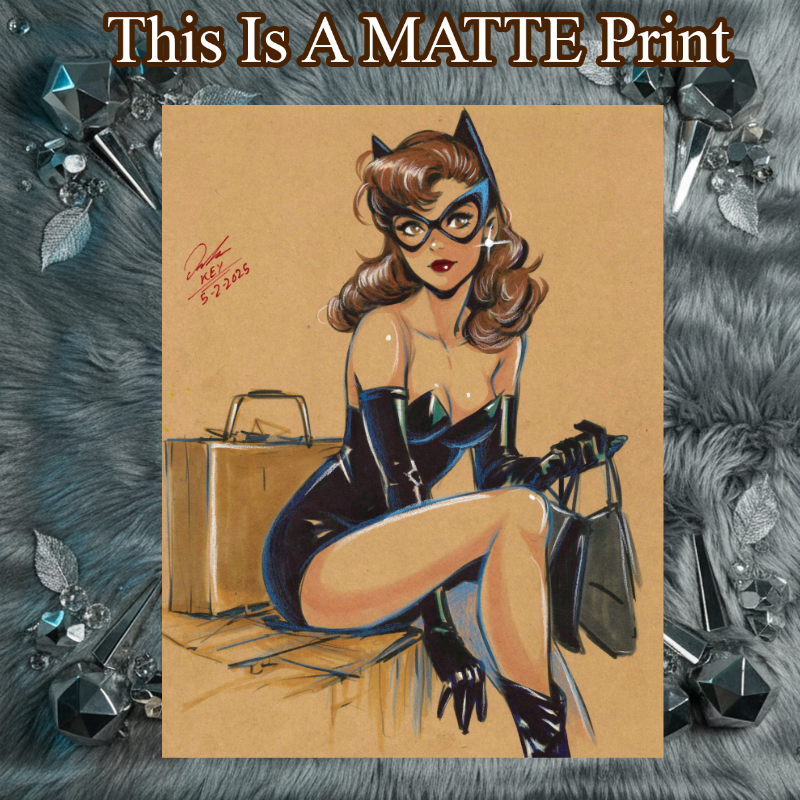Catwoman Art Illustration Hard Signed 8.5x11in Fine Art PRINT