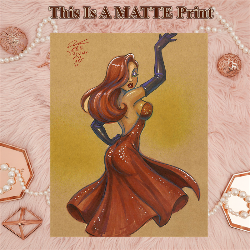 Jessica Rabbit Art Illustration Hard Signed 8.5x11in Fine Art PRINT