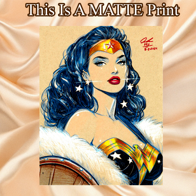 Wonder Woman Art Illustration Hard Signed 8.5x11in Fine Art PRINT