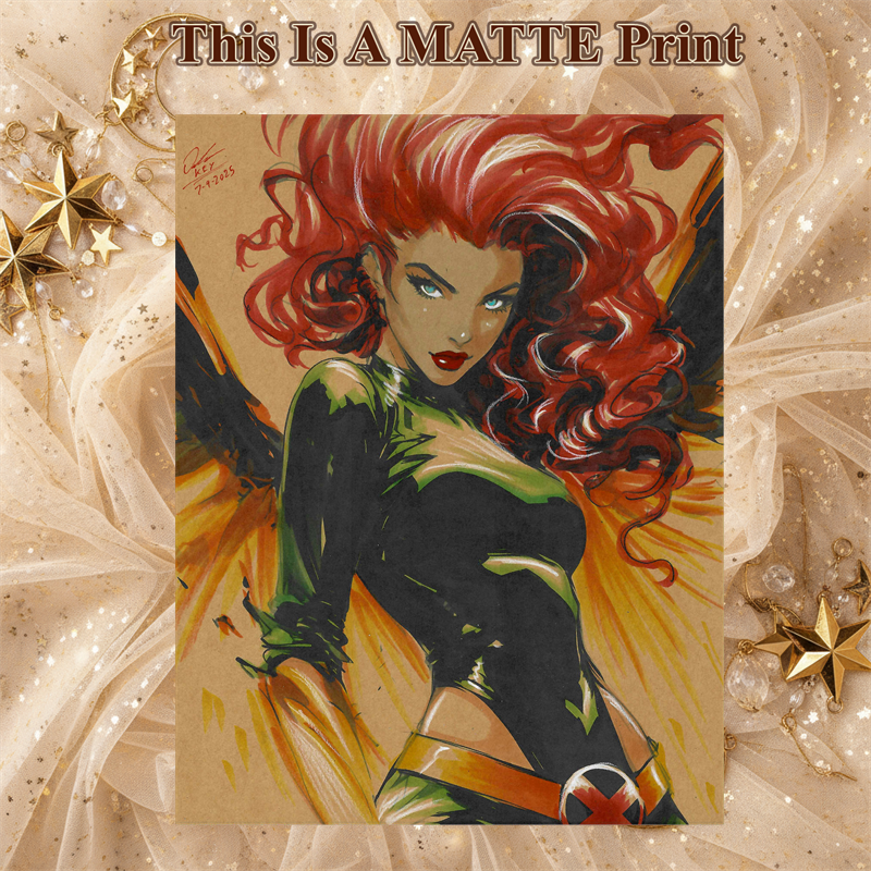 Jean Grey Phoenix Art Illustration Hard Signed 8.5x11in Fine Art PRINT