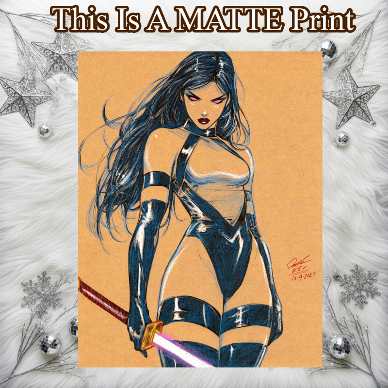 Psylocke Art Illustration Hard Signed 8.5x11in Fine Art PRINT