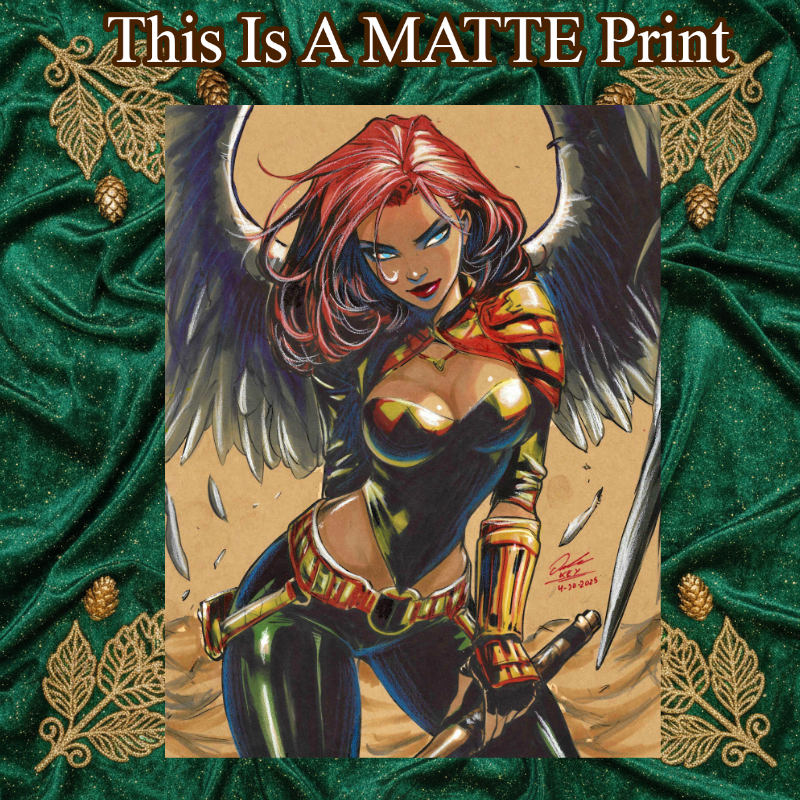 Hawkgirl Art Illustration Hard Signed 8.5x11in Fine Art PRINT