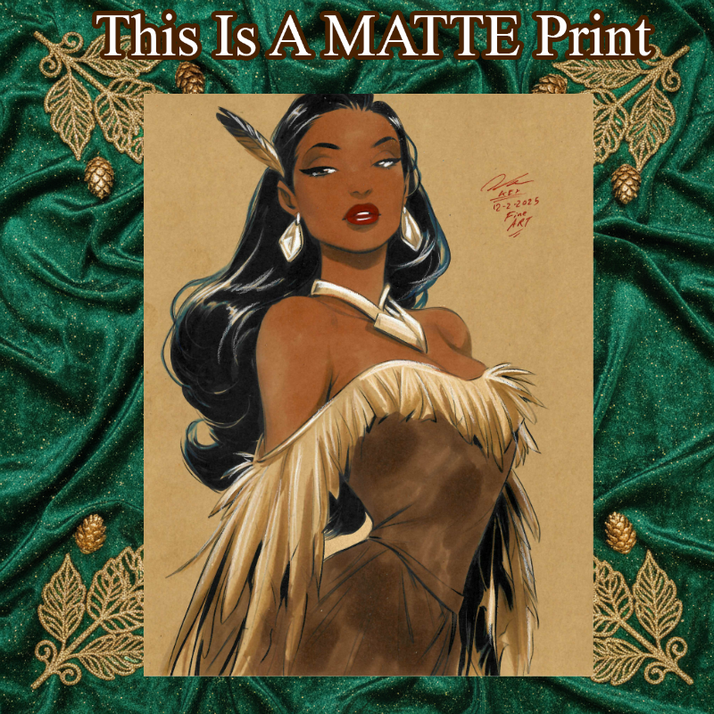Pocahontas Art Illustration Hard Signed 8.5x11in Fine Art PRINT