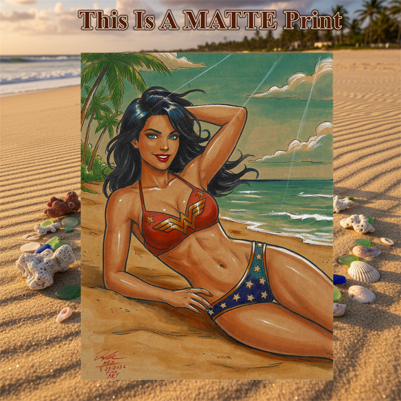 Wonder Woman Art Illustration Hard Signed 8.5x11in Fine Art PRINT