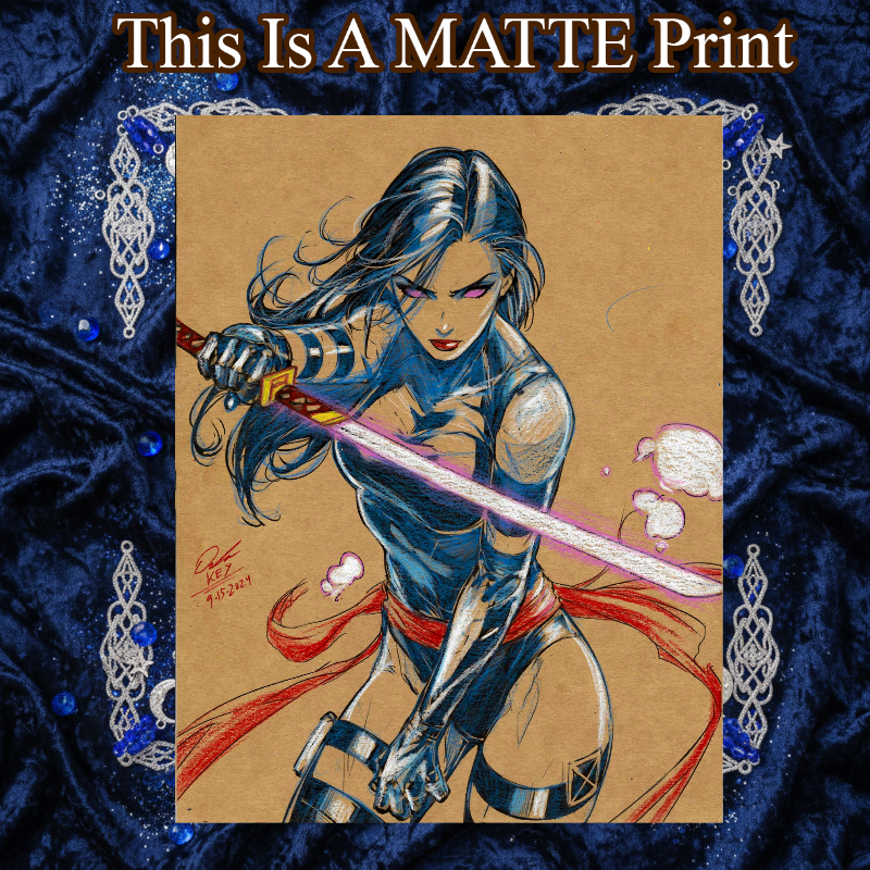 Psylocke Art Illustration Hard Signed 8.5x11in Fine Art PRINT