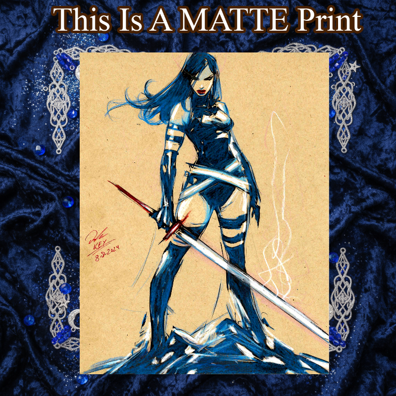 Psylocke Art Illustration Hard Signed 8.5x11in Fine Art PRINT