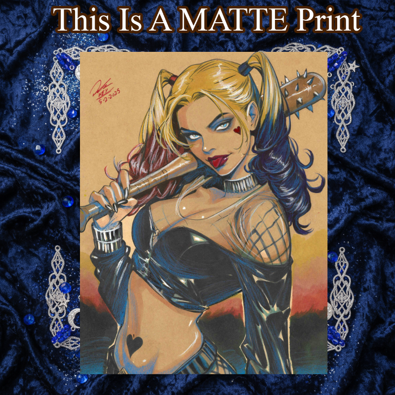 Harley Quinn Art Illustration Hard Signed 8.5x11in Fine Art PRINT