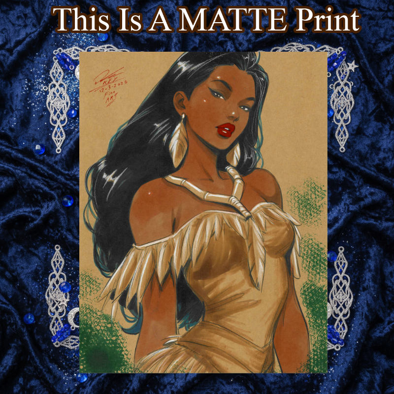 Pocahontas Art Illustration Hard Signed 8.5x11in Fine Art PRINT
