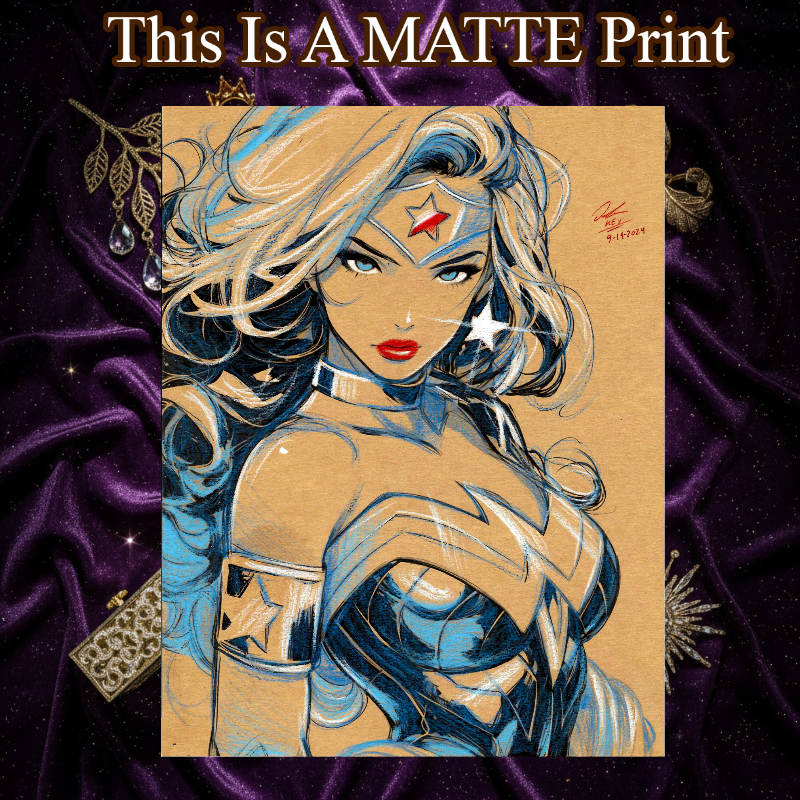 Wonder Woman Art Illustration Hard Signed 8.5x11in Fine Art PRINT