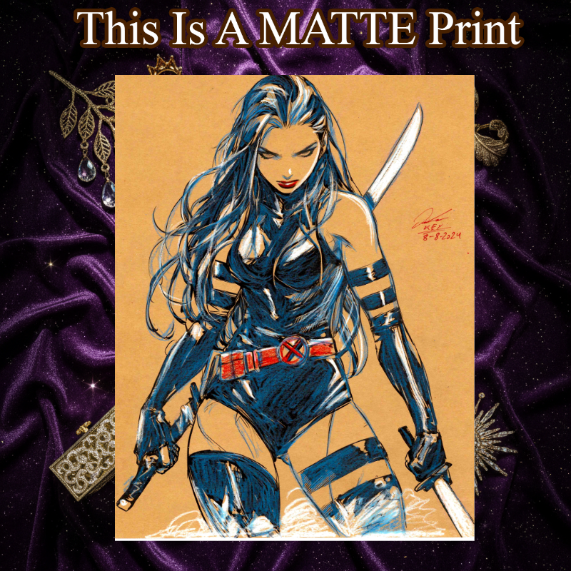 Psylocke Art Illustration Hard Signed 8.5x11in Fine Art PRINT