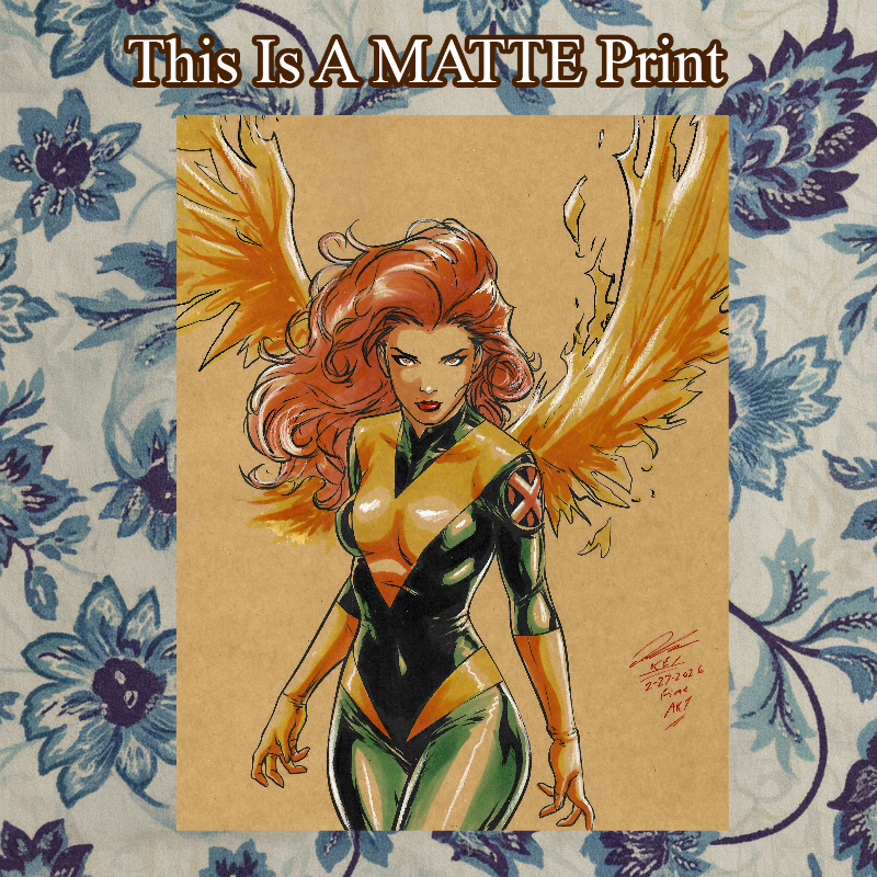 Jean Grey Phoenix Art Illustration Hard Signed 8.5x11in Fine Art PRINT